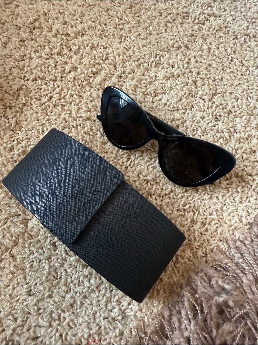PRADA Black Cat-Eye Women's Sunglasses with Case
